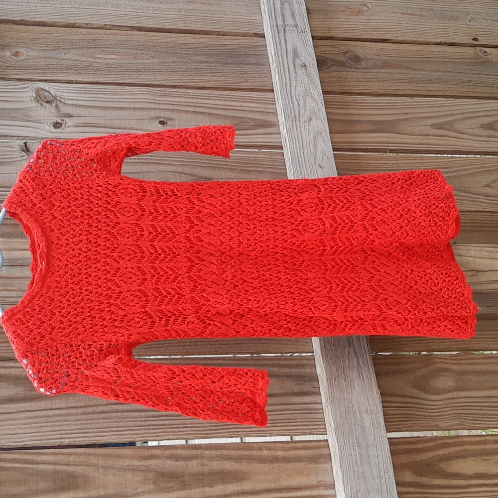 Cat & Jack red crochet dress, size M(7-8)